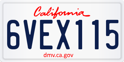 CA license plate 6VEX115