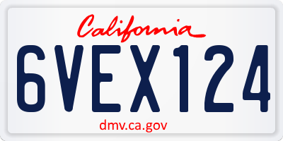 CA license plate 6VEX124