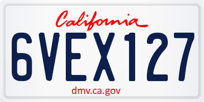 CA license plate 6VEX127