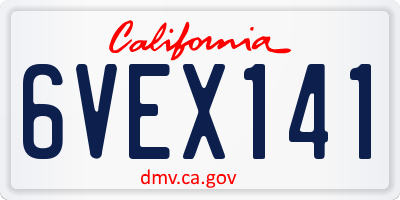 CA license plate 6VEX141