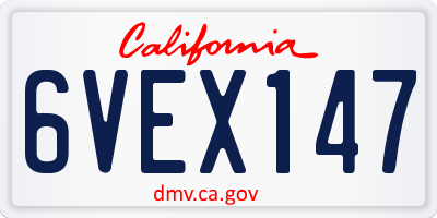 CA license plate 6VEX147