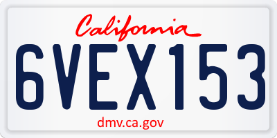 CA license plate 6VEX153