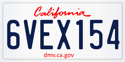 CA license plate 6VEX154
