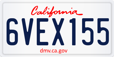 CA license plate 6VEX155