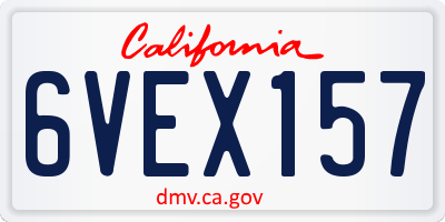CA license plate 6VEX157