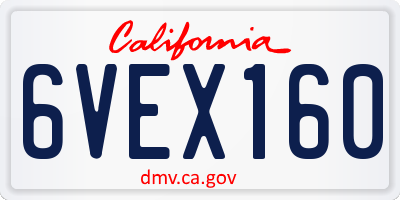CA license plate 6VEX160
