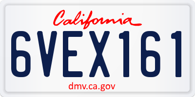CA license plate 6VEX161