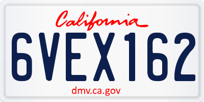 CA license plate 6VEX162