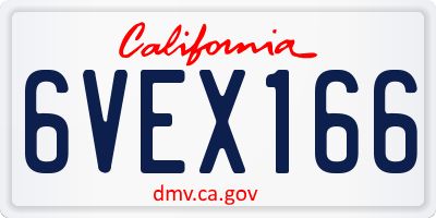 CA license plate 6VEX166