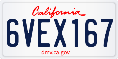 CA license plate 6VEX167