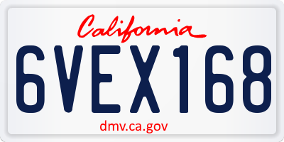 CA license plate 6VEX168