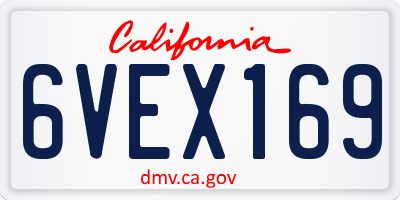 CA license plate 6VEX169