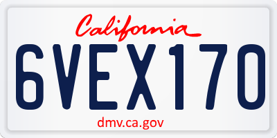 CA license plate 6VEX170