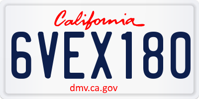 CA license plate 6VEX180
