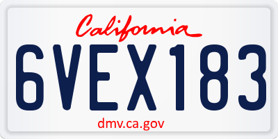 CA license plate 6VEX183