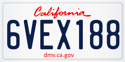 CA license plate 6VEX188