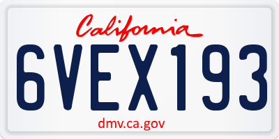 CA license plate 6VEX193