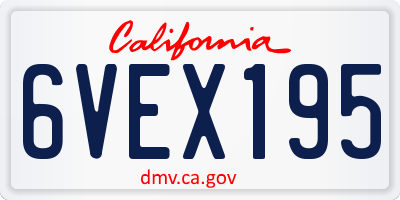 CA license plate 6VEX195
