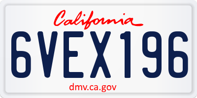 CA license plate 6VEX196
