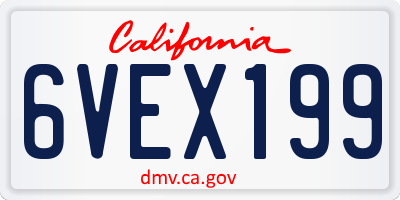 CA license plate 6VEX199