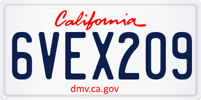 CA license plate 6VEX209