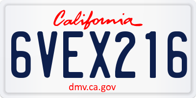 CA license plate 6VEX216
