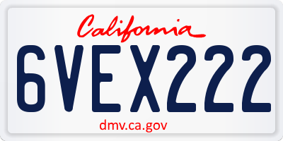 CA license plate 6VEX222