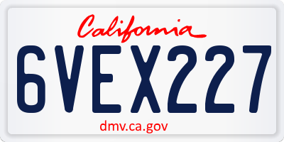 CA license plate 6VEX227