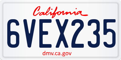 CA license plate 6VEX235