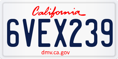CA license plate 6VEX239