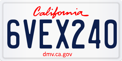 CA license plate 6VEX240