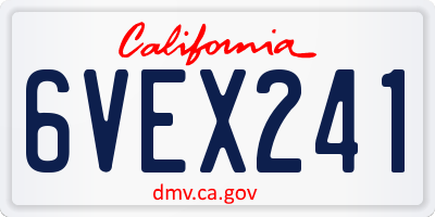 CA license plate 6VEX241