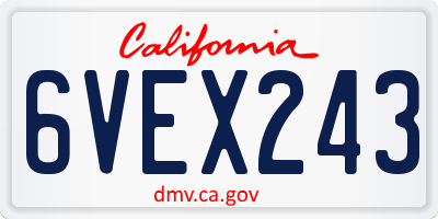 CA license plate 6VEX243