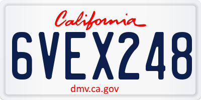 CA license plate 6VEX248