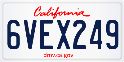 CA license plate 6VEX249