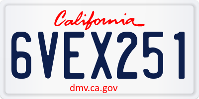CA license plate 6VEX251