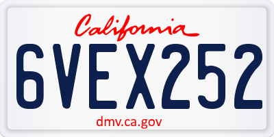 CA license plate 6VEX252