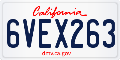 CA license plate 6VEX263