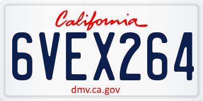 CA license plate 6VEX264