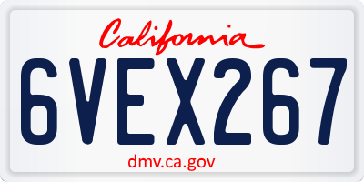 CA license plate 6VEX267