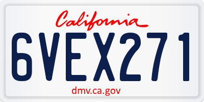 CA license plate 6VEX271