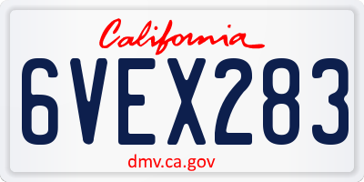 CA license plate 6VEX283