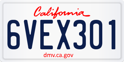 CA license plate 6VEX301