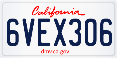 CA license plate 6VEX306