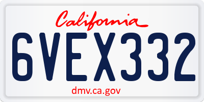 CA license plate 6VEX332