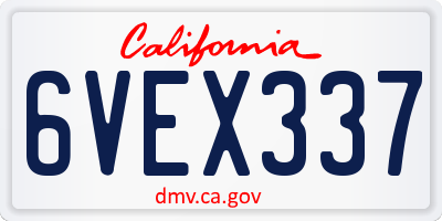 CA license plate 6VEX337