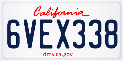 CA license plate 6VEX338