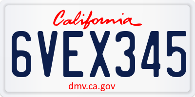 CA license plate 6VEX345