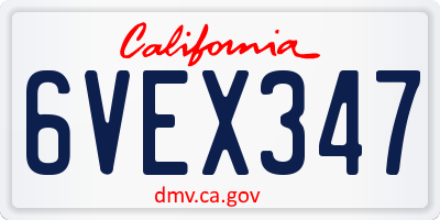 CA license plate 6VEX347