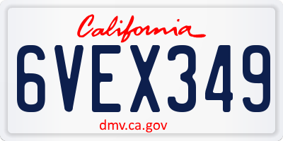 CA license plate 6VEX349
